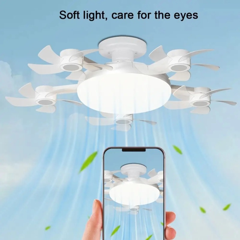 Drone Beacon Light - ドローン風デザインのLEDクリエイティブシーリングファンライト、省エネ・静音・高速・可変周波数、寝室用