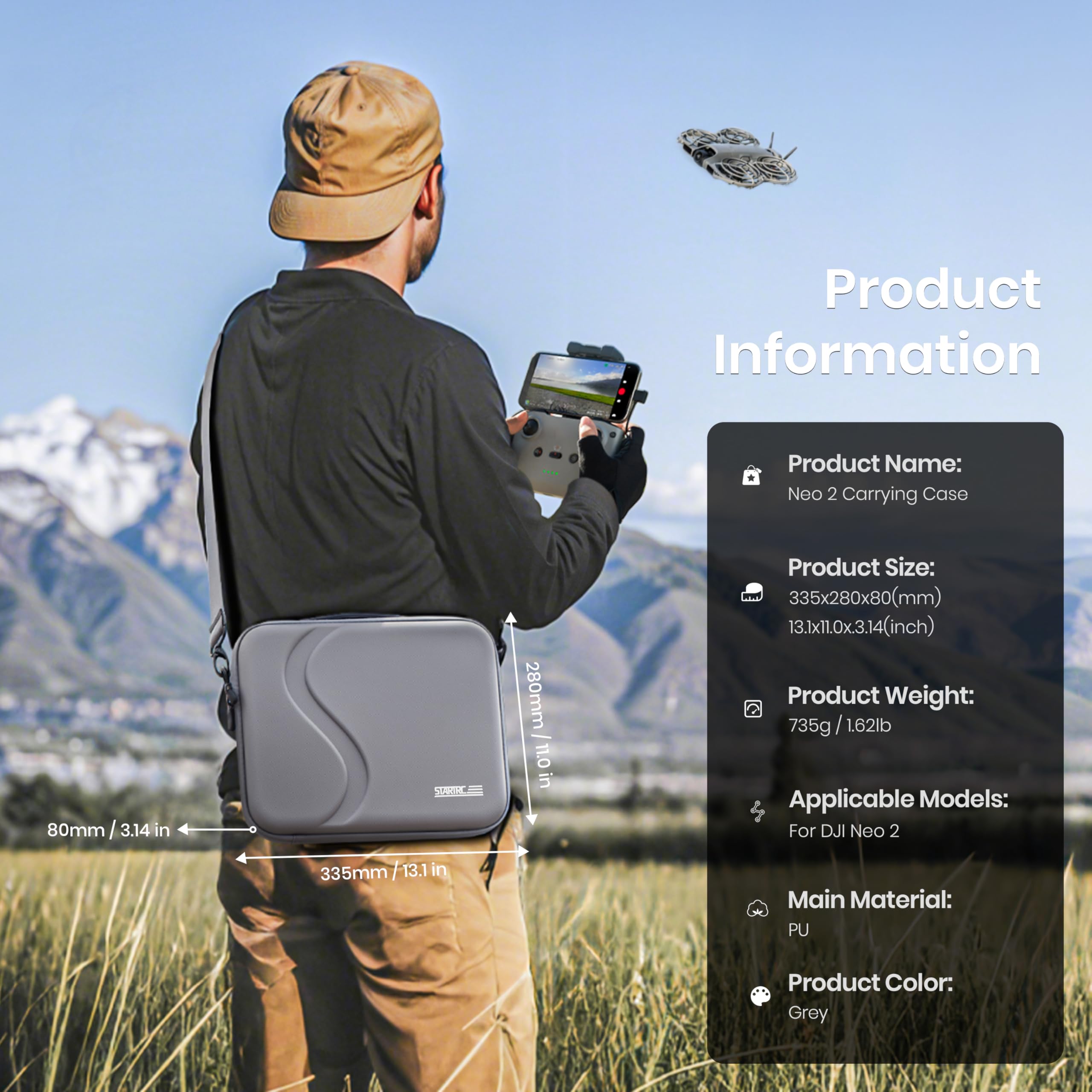 Drone Joystick Cover - DJI Neo 2 アクセサリー用キャリングケース | ポータブルPU保護ショルダーバッグ、DJI