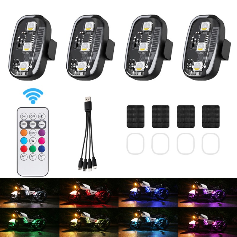 Drone Strobe Light - ドローン・バイク用RGB LEDストロボライト、リモコン付きLEDフラッシュワイヤレスライト、車・自転車・バイク用警告灯